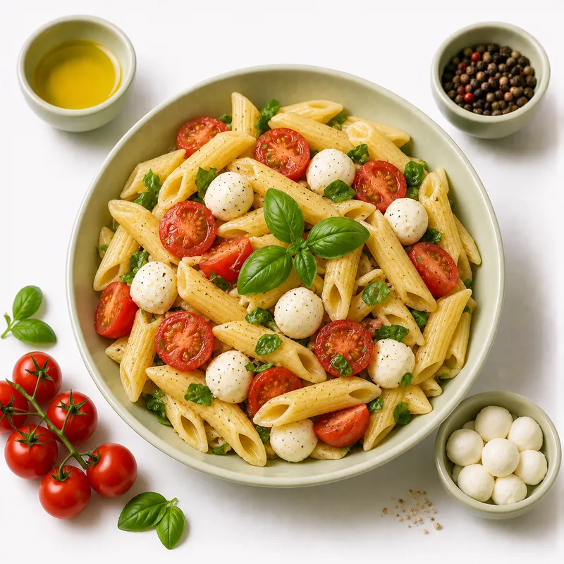 Pasta with mozzarella and tomato