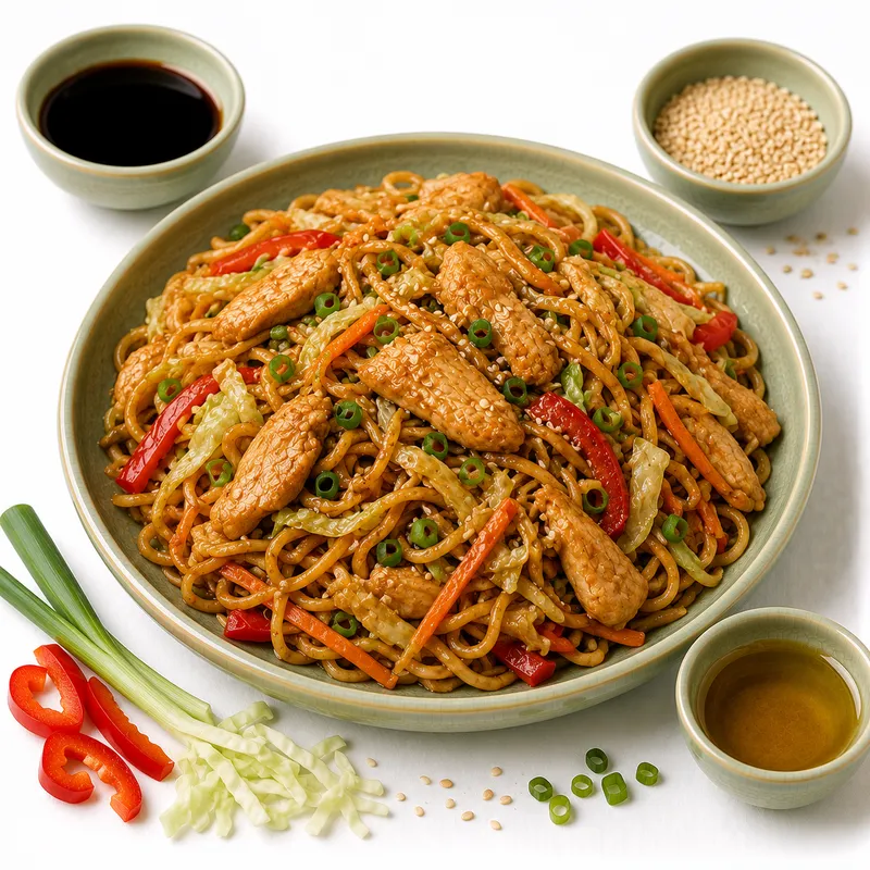 Soy noodle bowl with chicken