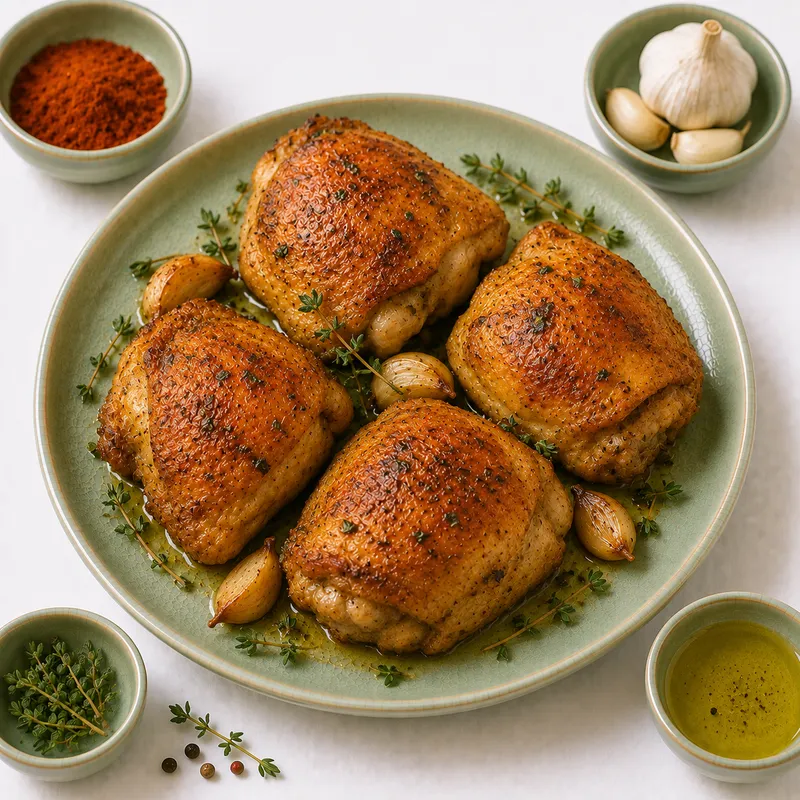 Roasted chicken thighs