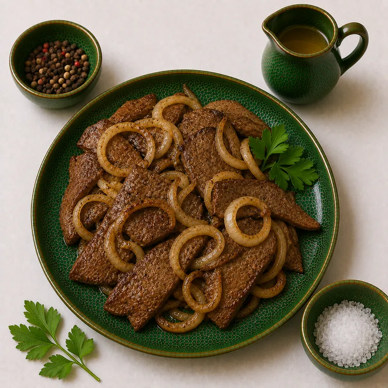 Fried liver with onion
