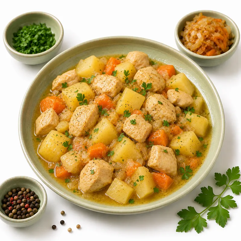 Stewed potatoes with chicken
