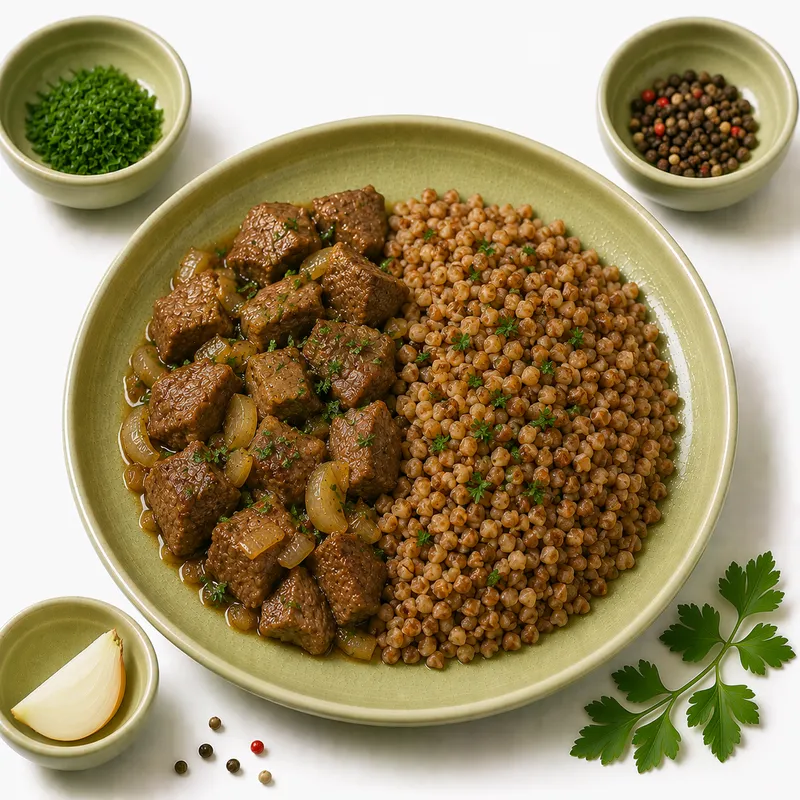 Beef with buckwheat